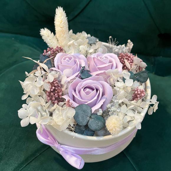 Коробочка с сухоцветами и мыльными розами | идеи для подарка