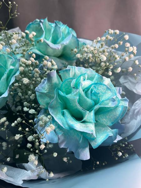 Голубая лагуна | Букет с эксклюзивными бирюзовыми розами