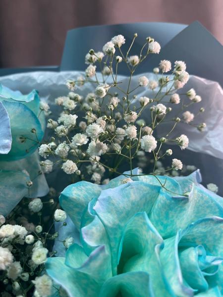 Голубая лагуна | Букет с эксклюзивными бирюзовыми розами